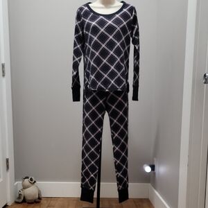 Victoria's Secret Thermal Long PJ Set in Black and Purple Plaid Sz.S